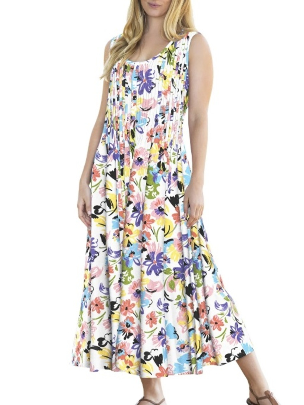 Woman Within Dress Women's Size Floral Pullover 2X Maxi Spring Summer Easter 26